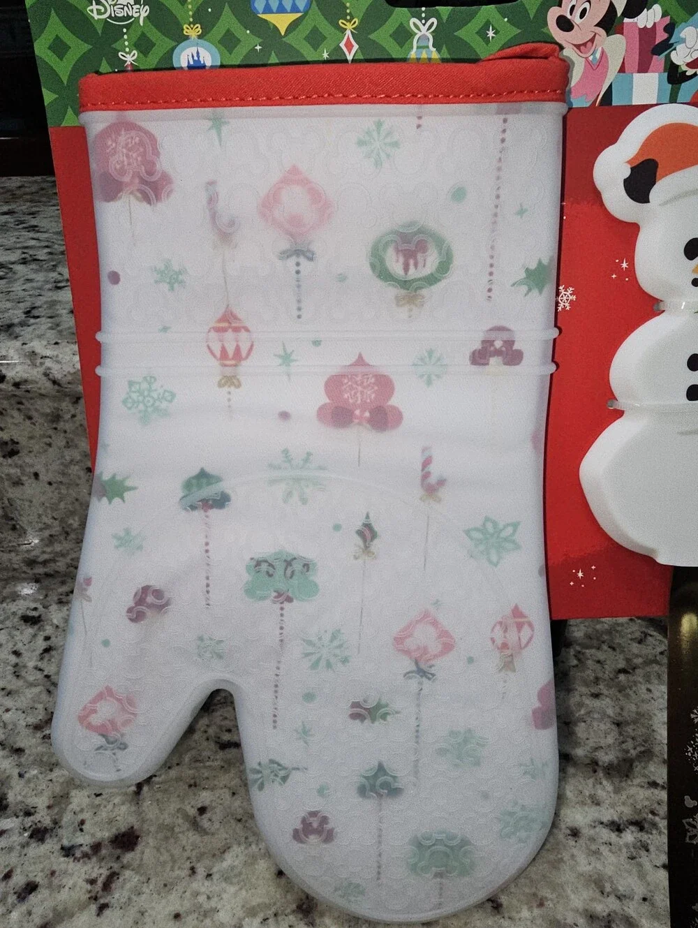 Disney Parks Christmas Silicone Oven Mitt & Mickey Snowman Spatula New
